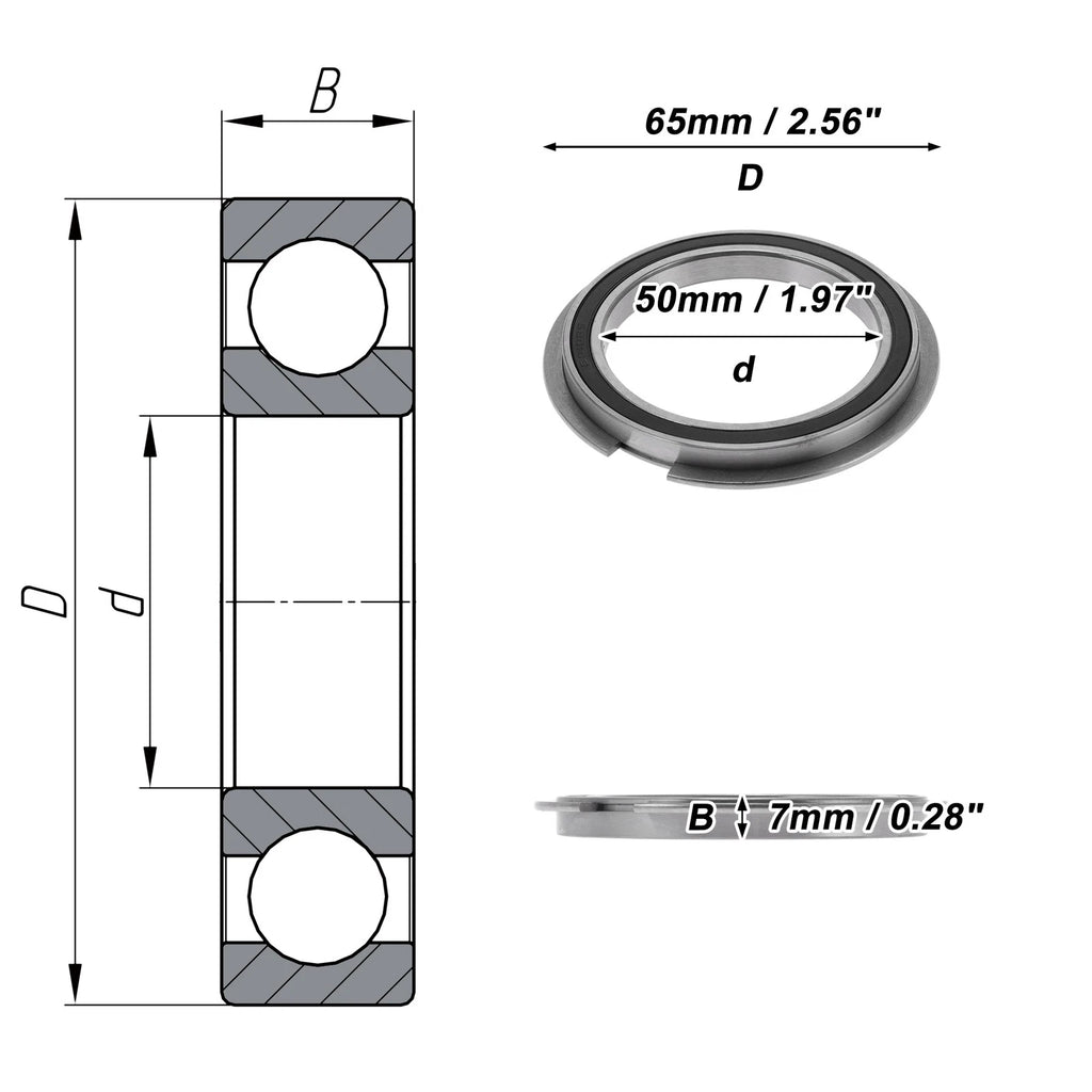 Deep Groove Ball Bearing 6810NR2RS for Scooter Skateboard (50x65x7mm)