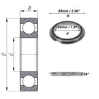 Deep Groove Ball Bearing 6810NR2RS for Scooter Skateboard (50x65x7mm)