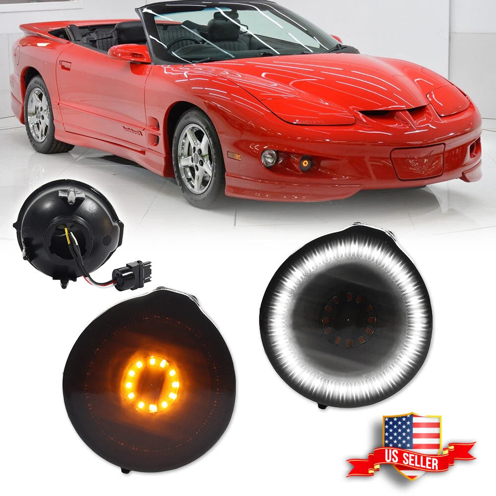 Smoked Switchback LED Front Bumper DRL Signal Lights for Pontiac Firebird (1998–2002)