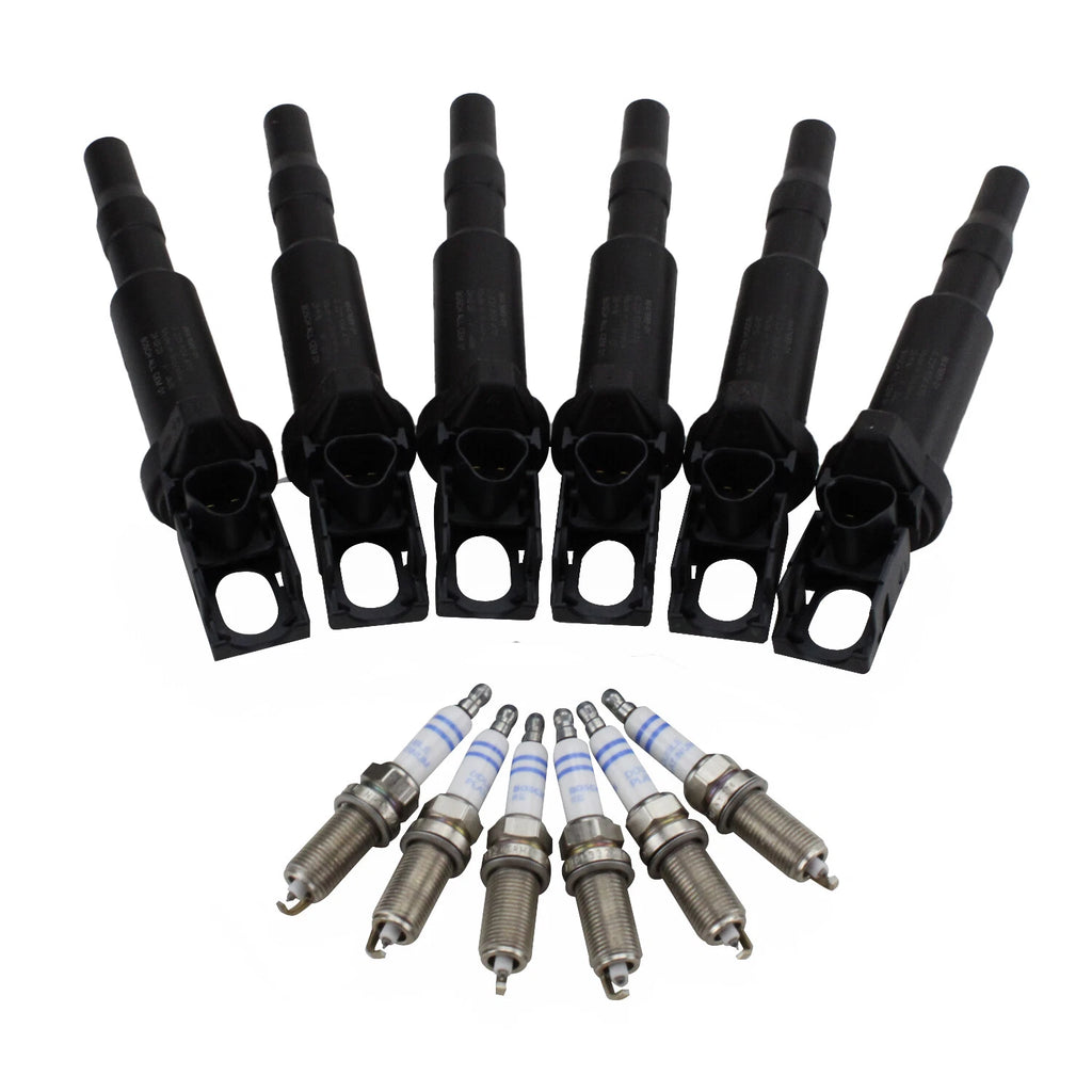 Set of 6 Ignition Coils & Double Platinum Spark Plugs for BMW E60 E82 E88