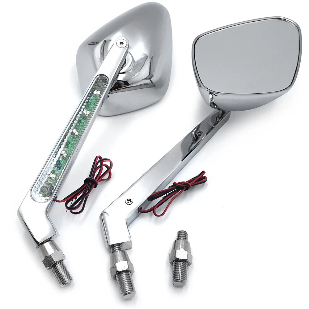 Diamond LED Turn Signal Integrated Mirrors for Harley Touring Dyna (All Years)