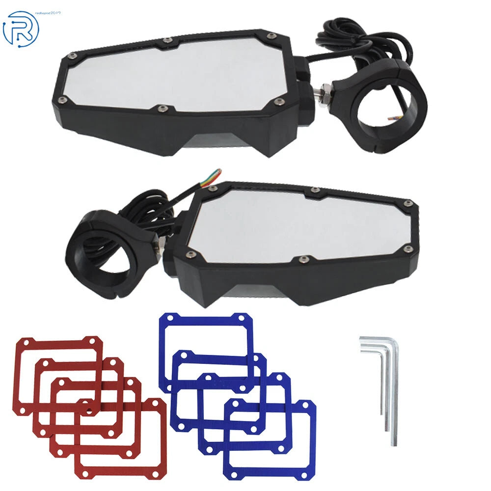 UTV Rear View Side Mirrors with LED Lights for Polaris RZR 