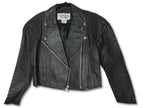 Leather Black Biker Jacket for Women Size M
