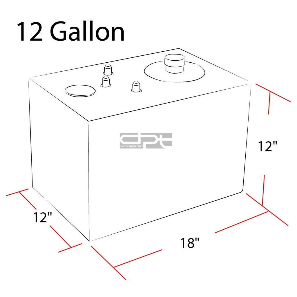 12 Gallon Top-Feed Polished Aluminum Fuel Cell Tank for Race Drift Vehicles