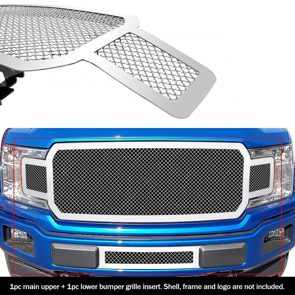 Stainless Steel Chrome Mesh Grille Insert for Ford F-150 (2018-2020)