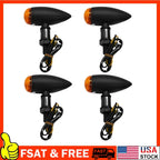 Set of 4 Black Motorcycle Turn Signal Lights for Universal Models