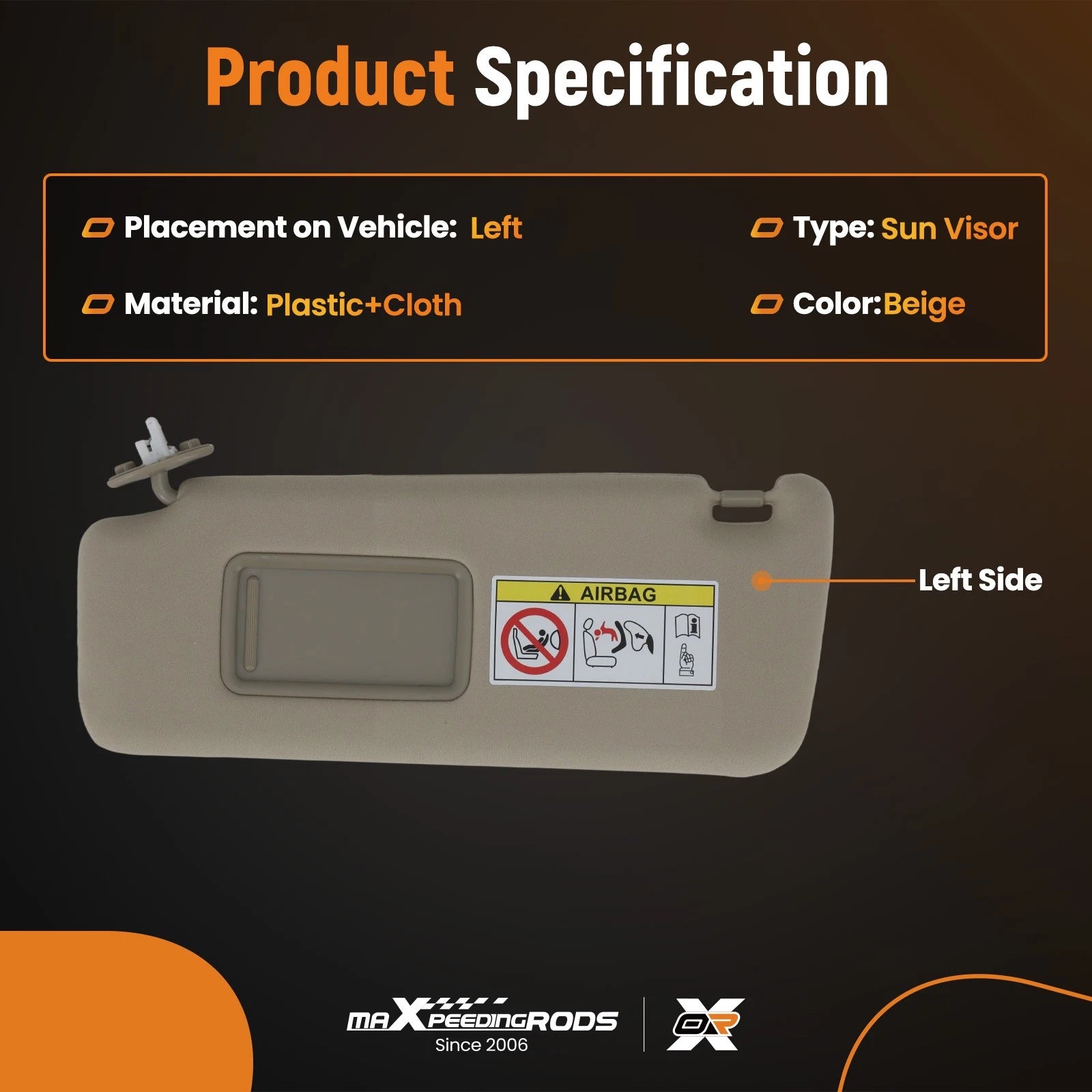 Beige Sun Visor Left Side for Toyota Lexus GX460 (2010–2023) 7432060D22A0