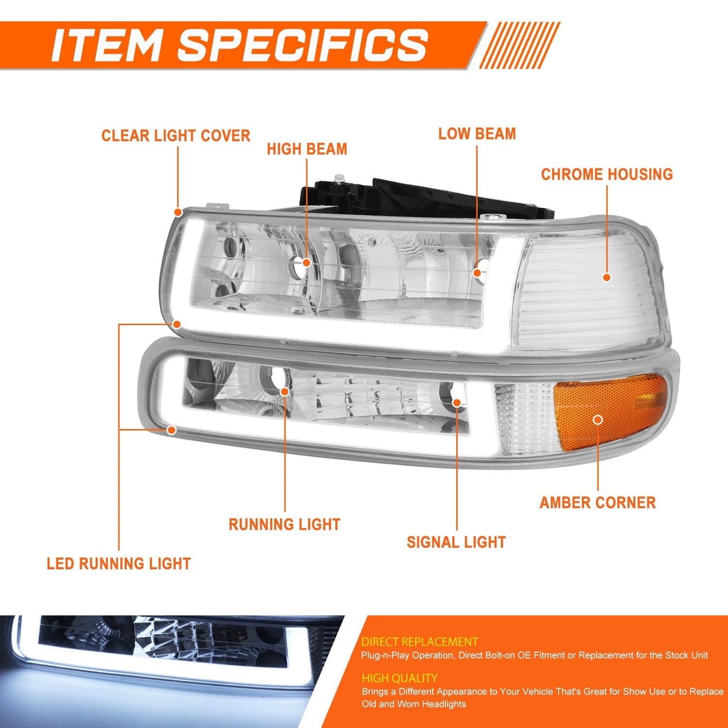 LED DRL Turn Signal Headlight for Regal Sportback/TourX (2018–2020)