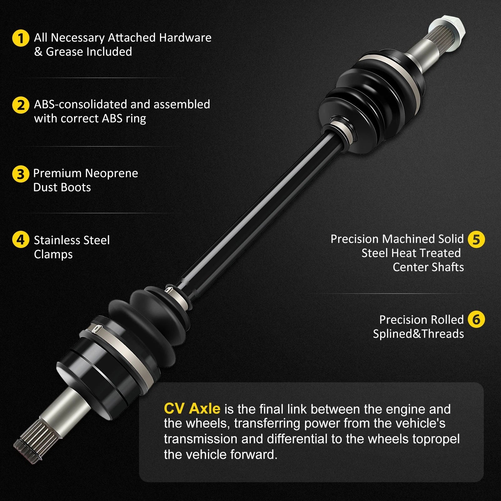 Set of 4 CV Axle Shafts for Yamaha Rhino 700 4x4 (2008–2013)