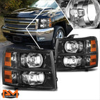 Carbon Fiber Housing Headlights for Chevy Silverado 1500 2500HD 3500 (2007–2014)