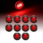 10pcs 3/4" Mini Red 3LED Side Marker Lights for Lorry (12V)