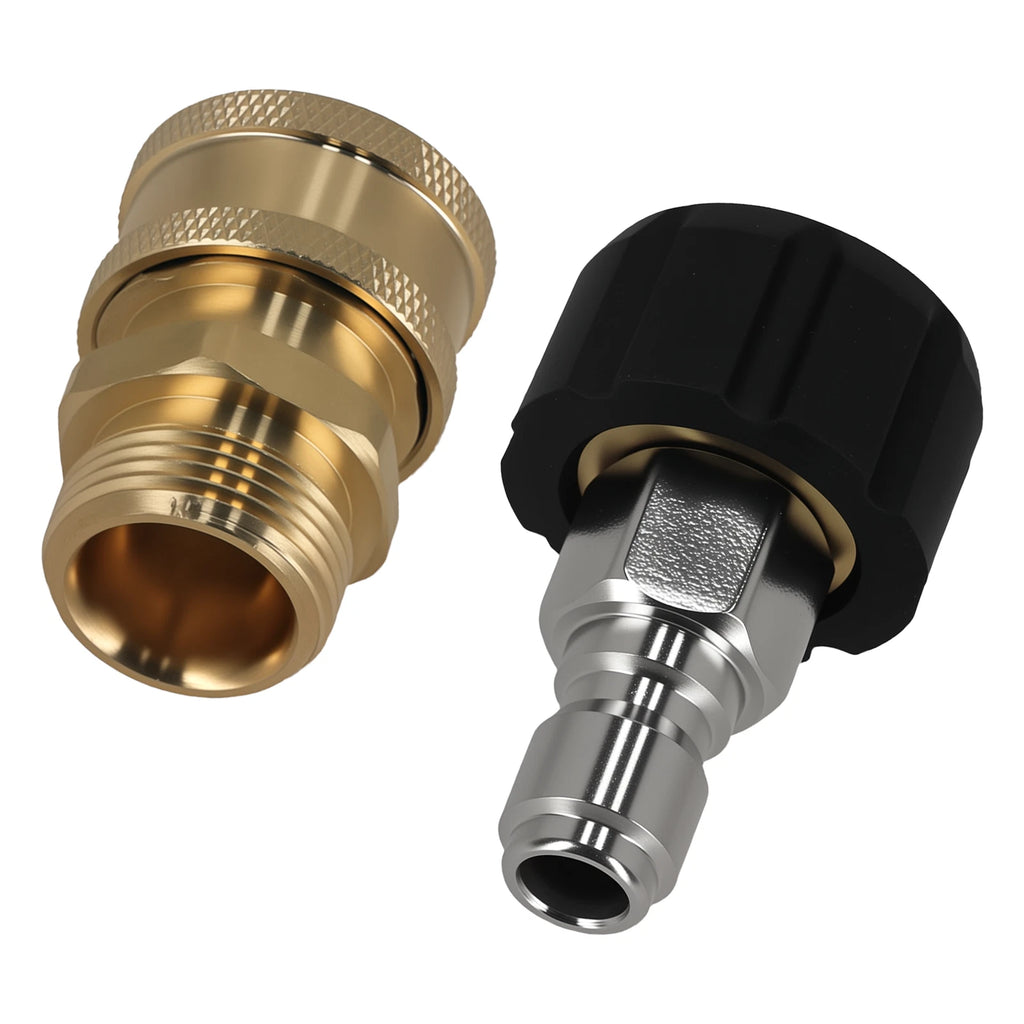 Pressure Washer Adapter M22-15 to 3/8" Quick Connect for 5000 PSI (Brass/Stainless)