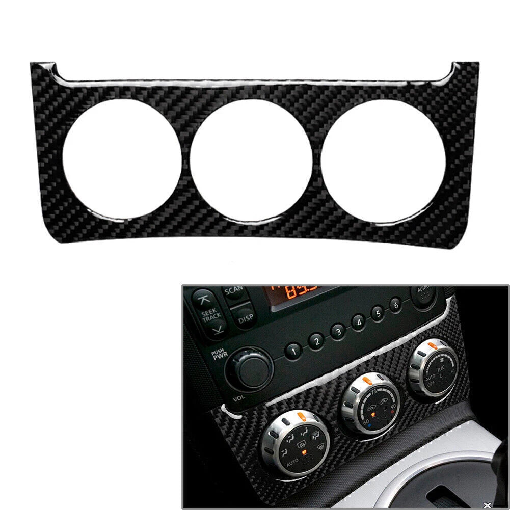 Carbon Fiber Central Console Dashboard Knob Cover Trim for Nissan 350Z (2003–2009)