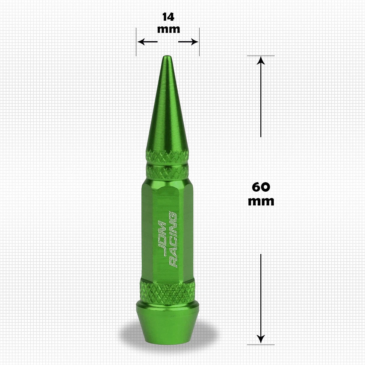 Set of 4 Green Aluminum Spiked Tire Valve Stem Caps for Universal Fit
