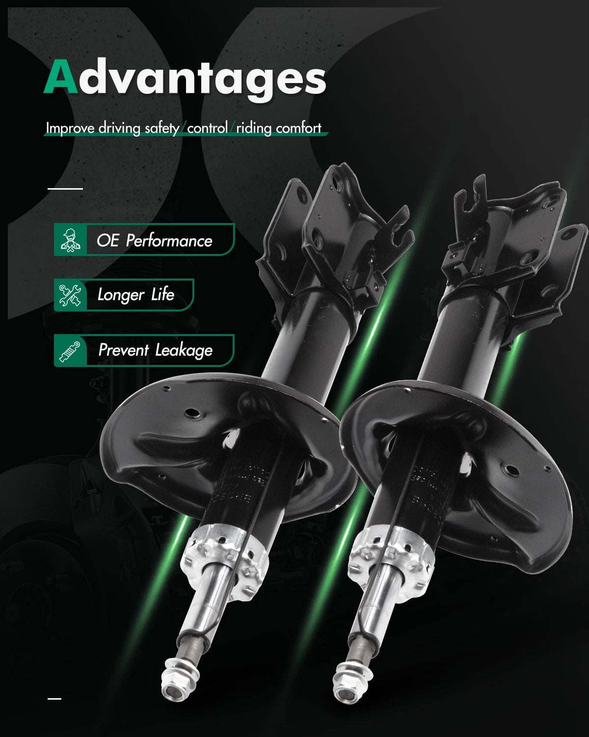 Front Pair (2) Suspension Bare Strut for Kia Sportage (2005–2010)