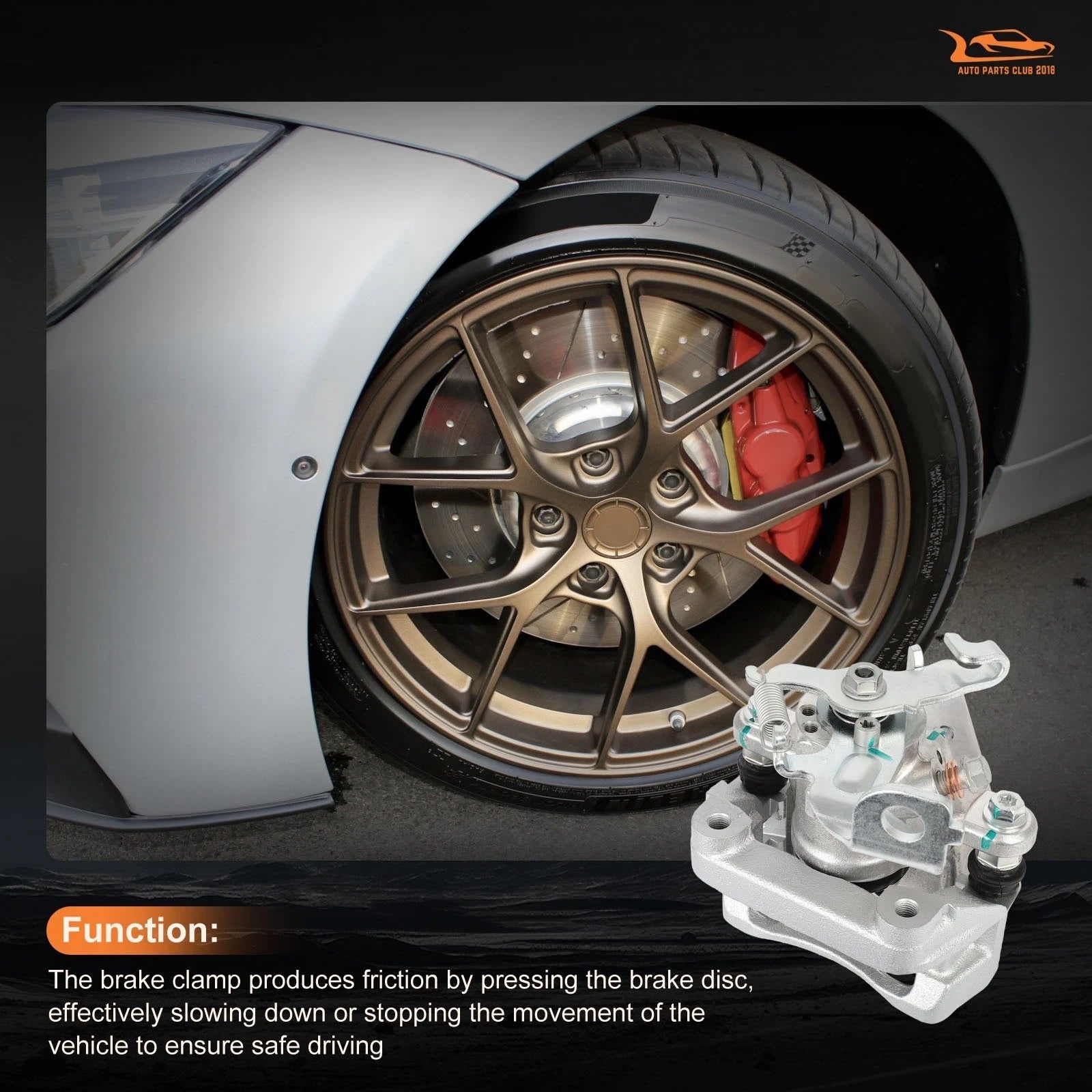 Rear Left Brake Caliper with Bracket for Toyota Corolla (2014-2019)