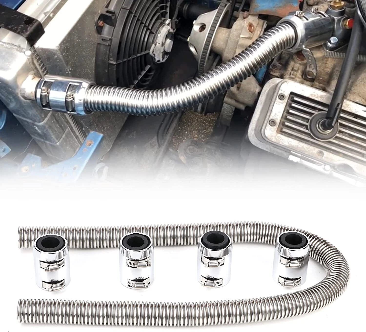 48" Stainless Steel Radiator Coolant Water Hose Kit Universal