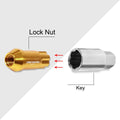 Set of 20 M12X1.5 Gold JDM Open End Aluminum Spline Wheel Lug Nuts + Lock Key