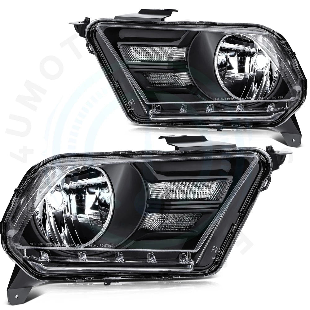 Headlight Assembly Set for Ford Mustang (2010–2014) Black