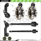 Set of 6 Front Steering Tie Rod End Links & Wheel Bearing Hubs for Ford F-150 (2011–2014)