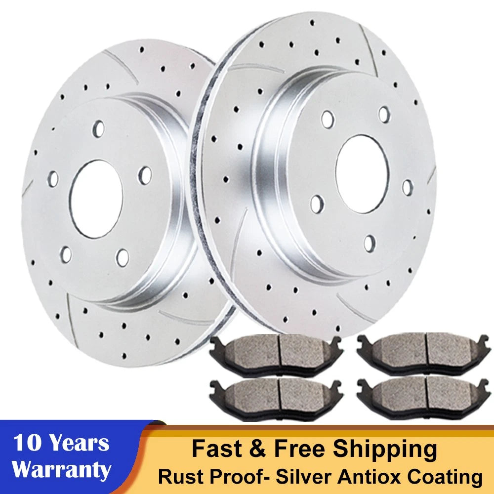 Set of 2 Front Drilled Brake Rotors for Dodge Ram 1500 (2006–2023)