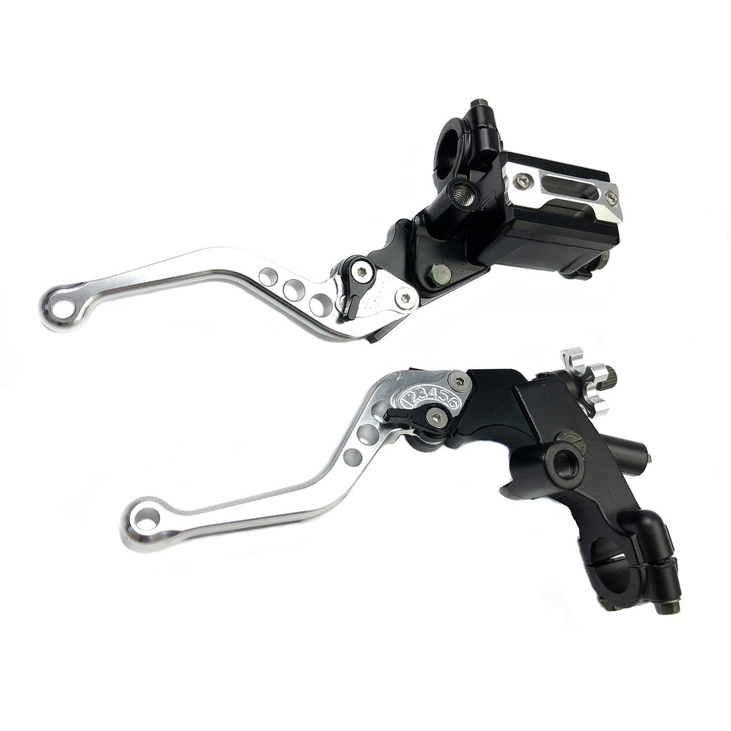 7/8" Motorcycle Silver Front Brake Clutch CNC Cylinder Reservoir Lever