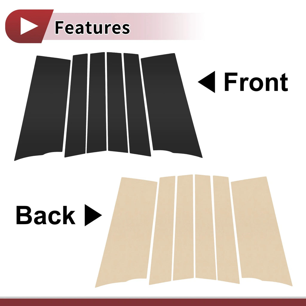 Set of 6 Car Door Pillar Window Trim for Toyota Sienta (2016–2022) Black