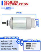 Starter Motor for Kawasaki KFX400 KSF400 (2003–2006) with Relay