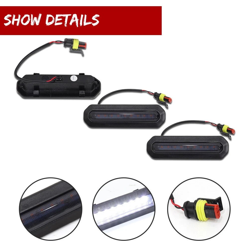 3PCS Smoked White LED Front Grille Lights for Ford Bronco (2021–2023)