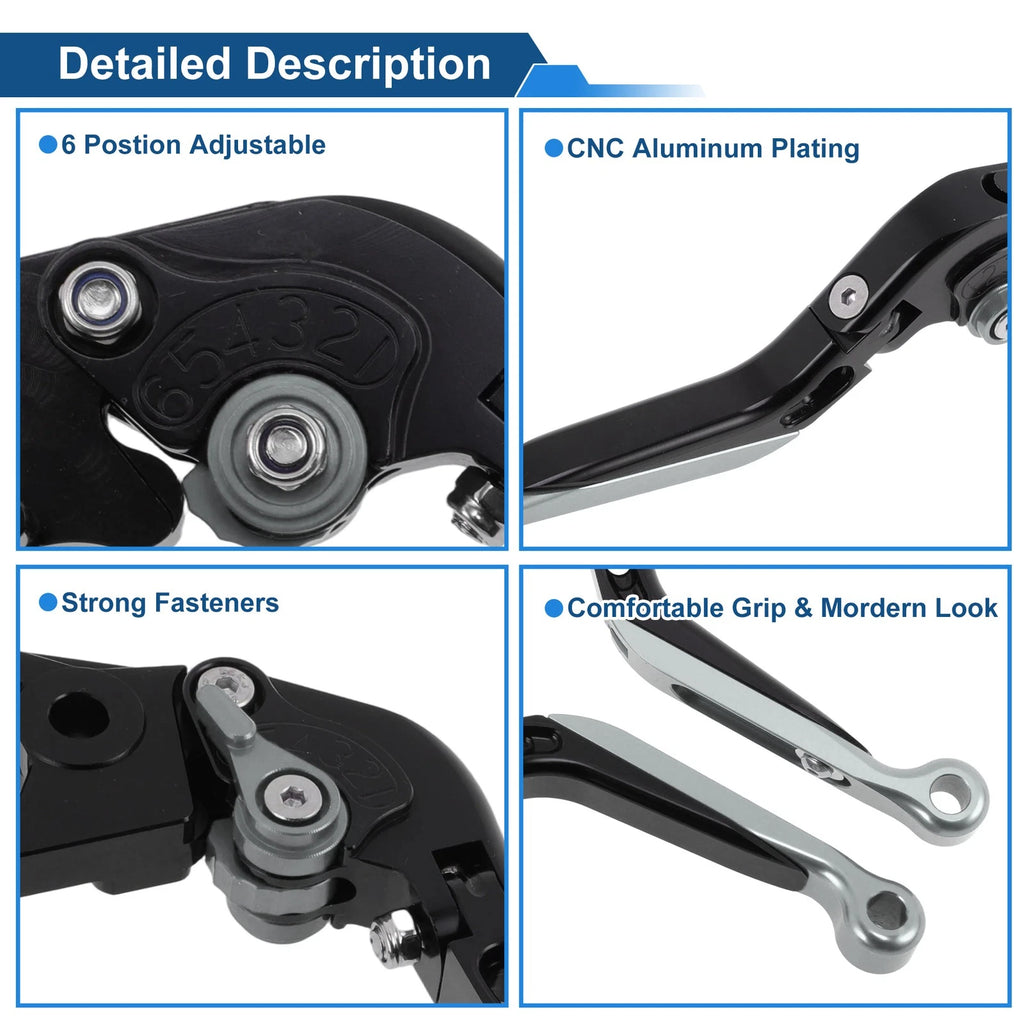 Adjustable Brake Clutch Levers for Honda CBR650R (2014–2022) Black Titanium
