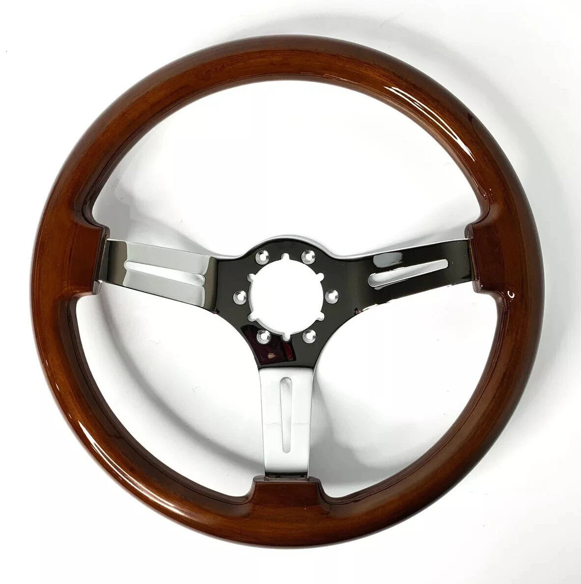 14 in Chrome Wood Slotted Steering Wheel for Chevy Impala (1969–1970)