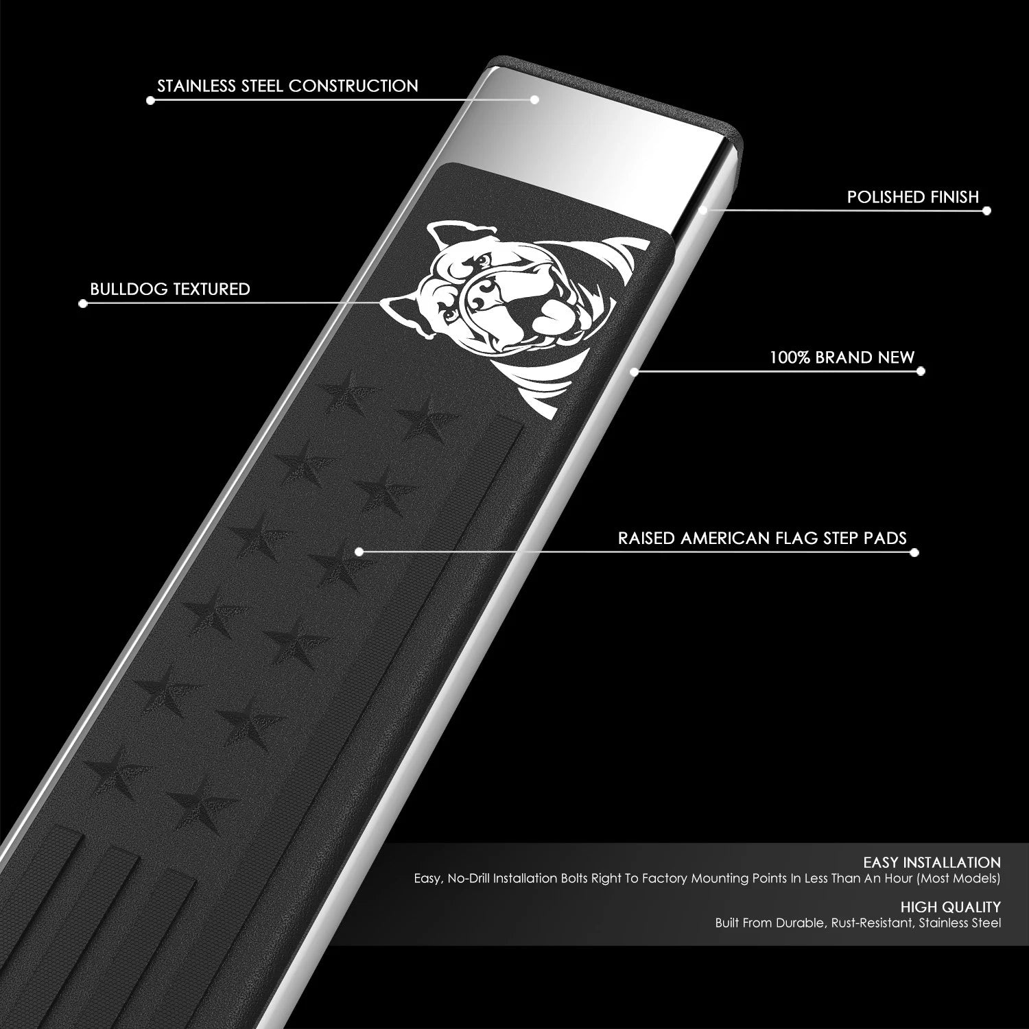 Custom Pad Step Bar for Dodge Ram 1500 Crew Cab (2009–2024)