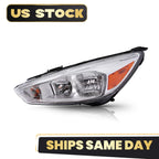 Halogen Headlight Assembly Chrome w/LED DRL Left for Ford Focus (2015–2018)