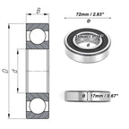 6207DDU Deep Groove Ball Bearing for Scooter Skateboard Wheel (35x72x17mm)
