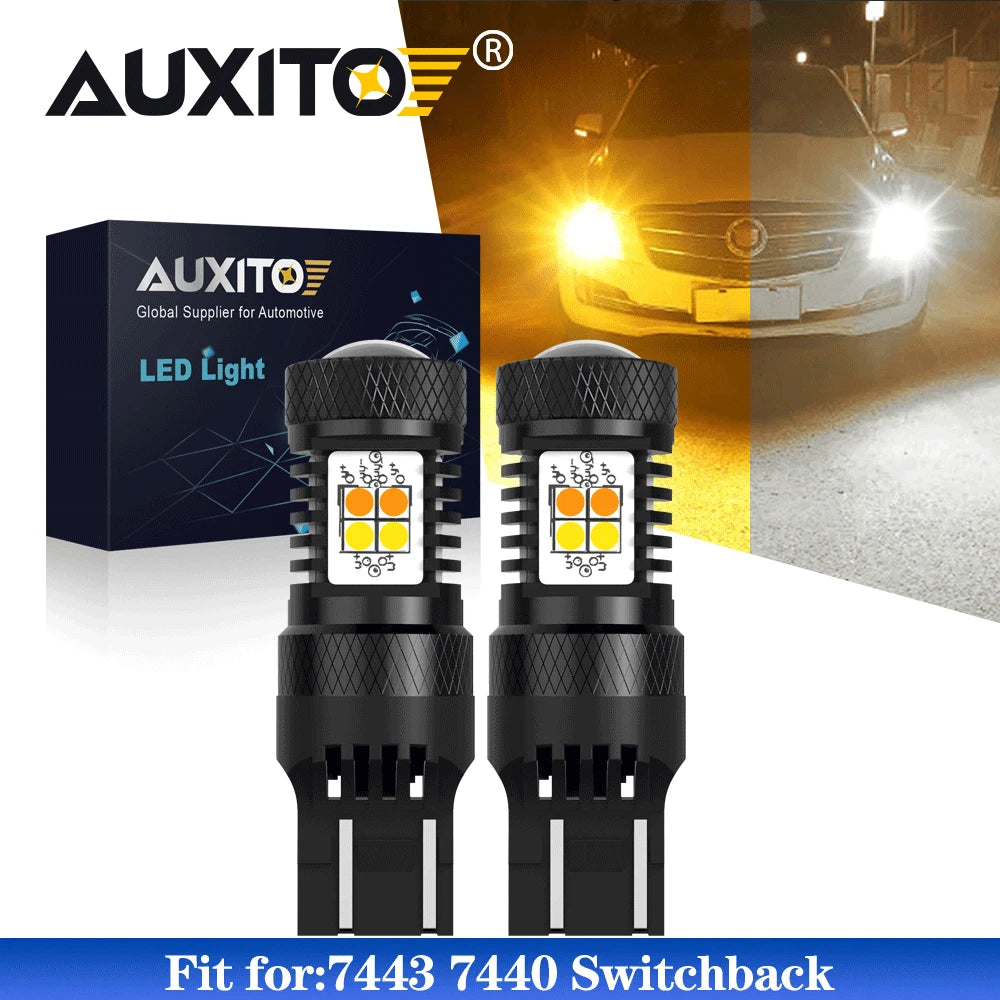 2X Switchback 7443 7444 LED Turn Signal Bulbs for