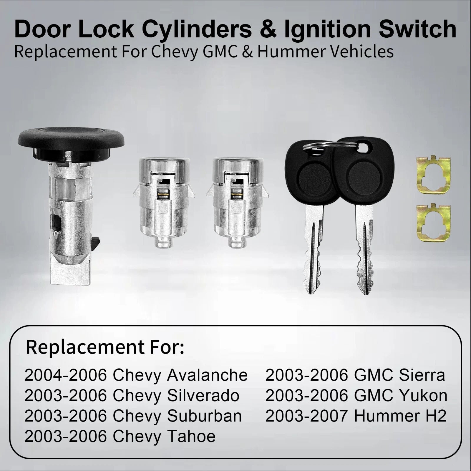 Ignition Switch & Door Lock Cylinders for Chevy Silverado GMC Sierra (2003–2007)