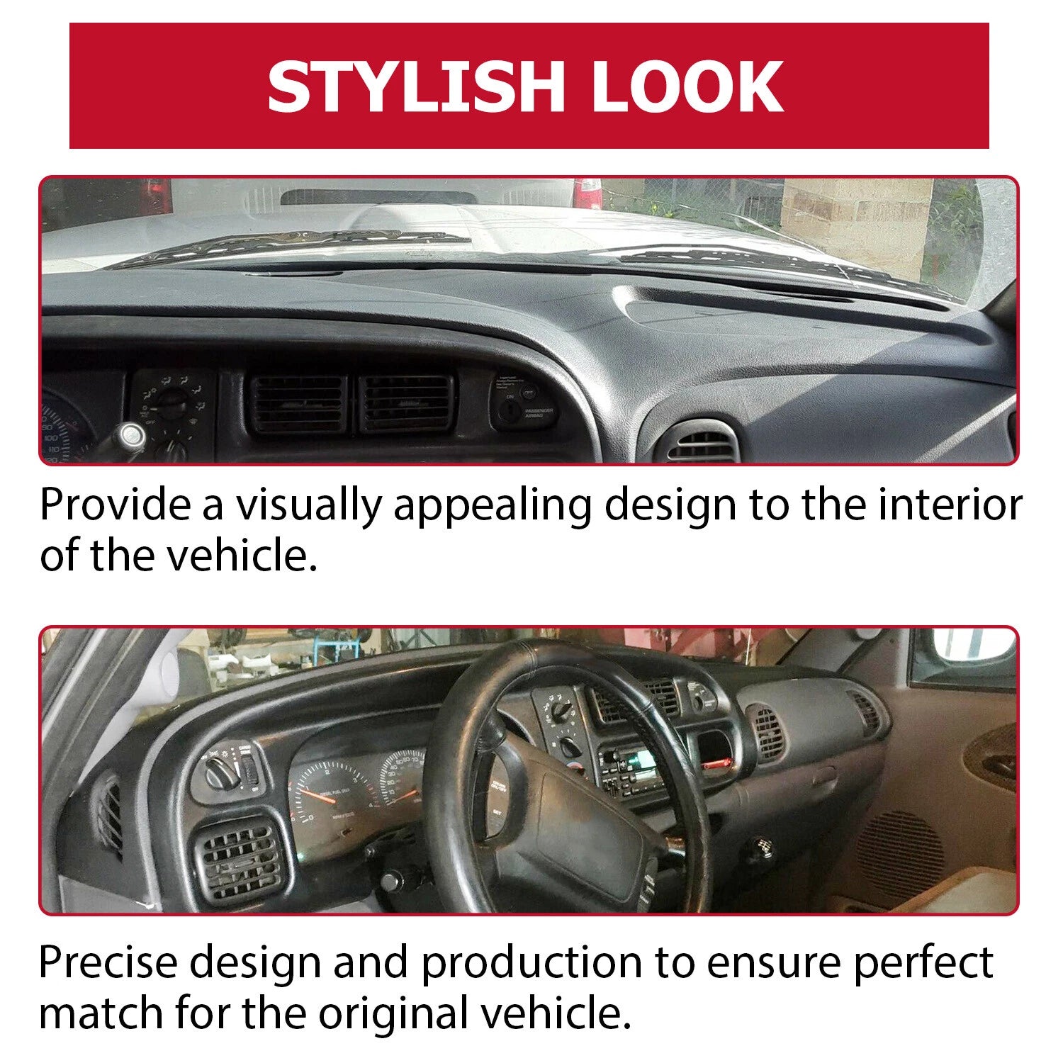 ABS Dash Bezel & Dashboard Cover Overlay for Dodge Ram Pickup (1998-2002)
