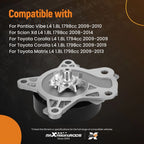 Water Pump for Pontiac Vibe Scion xD Toyota Corolla (2009–2019) Aluminum