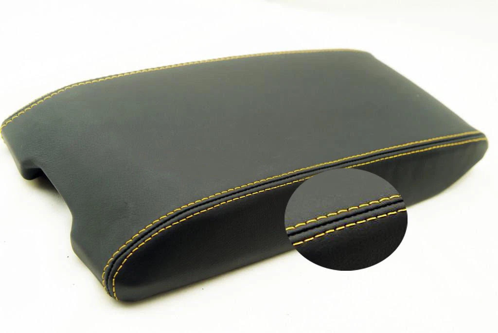 Console Armrest Cover for Chrysler 300 (2005–2007) Yellow Stitch PVC Leather
