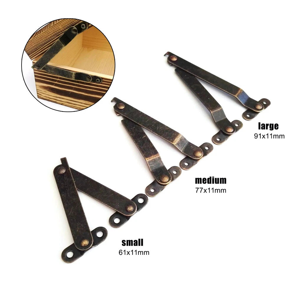 2X Wooden Box Lid Support Hinges for Jewelry Chest Wine Box