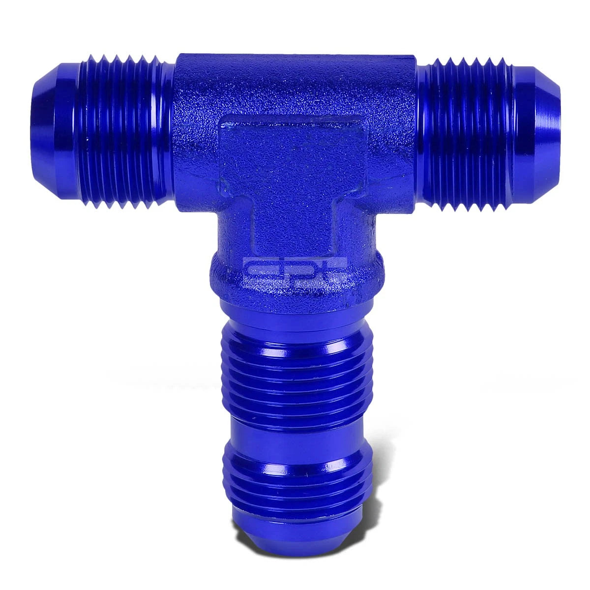 12AN Male to Female Bulkhead Tee Fitting for Fuel/Oil - Blue Anodized