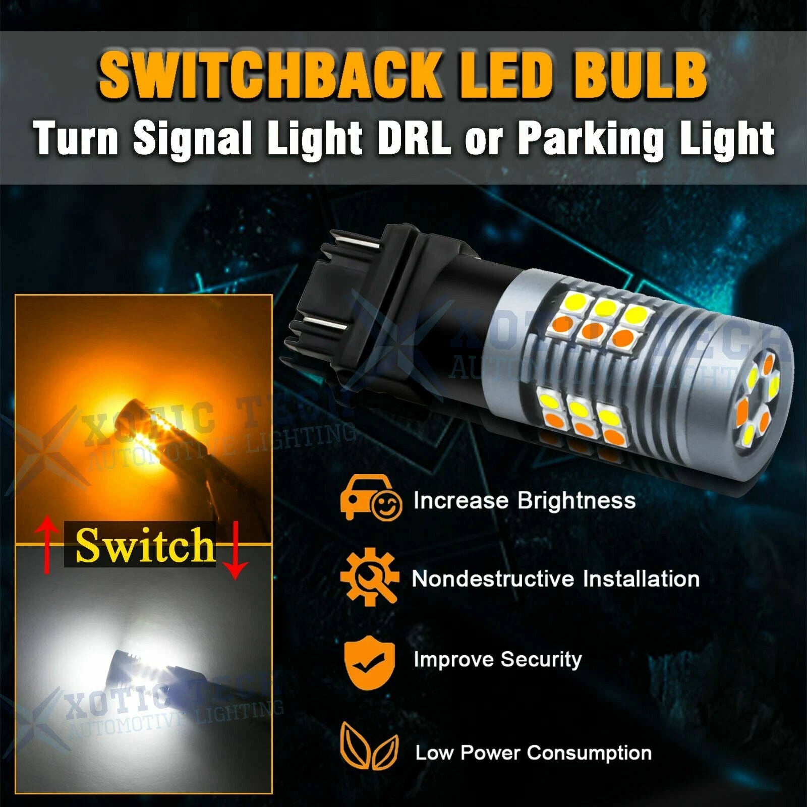 LED Switchback Turn Signal Light Bulb for Dodge Ram 1500 2500 (1994-2010)