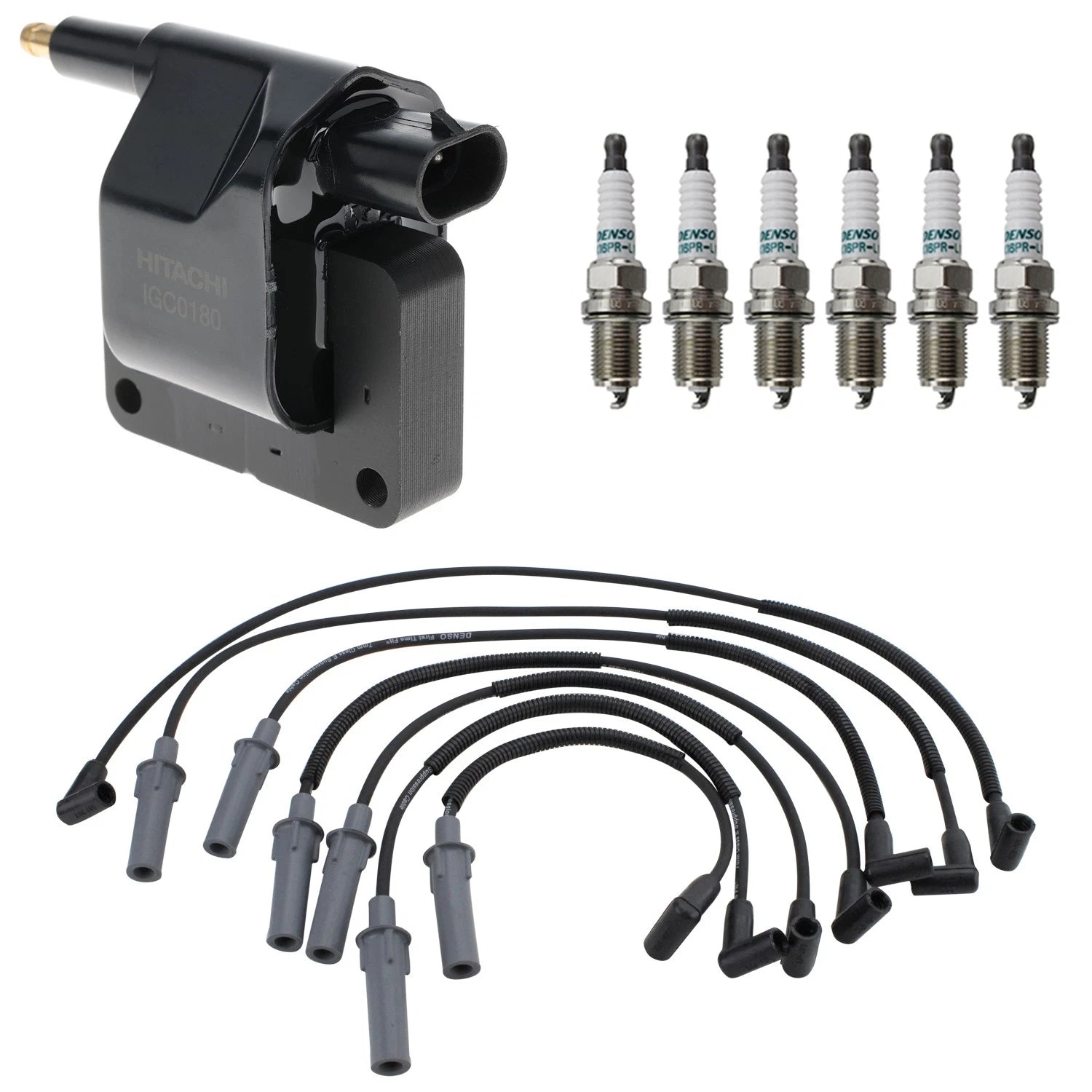 Set of 6 Hitachi Ignition Coils & Denso Iridium Spark Plugs for Ram 1500