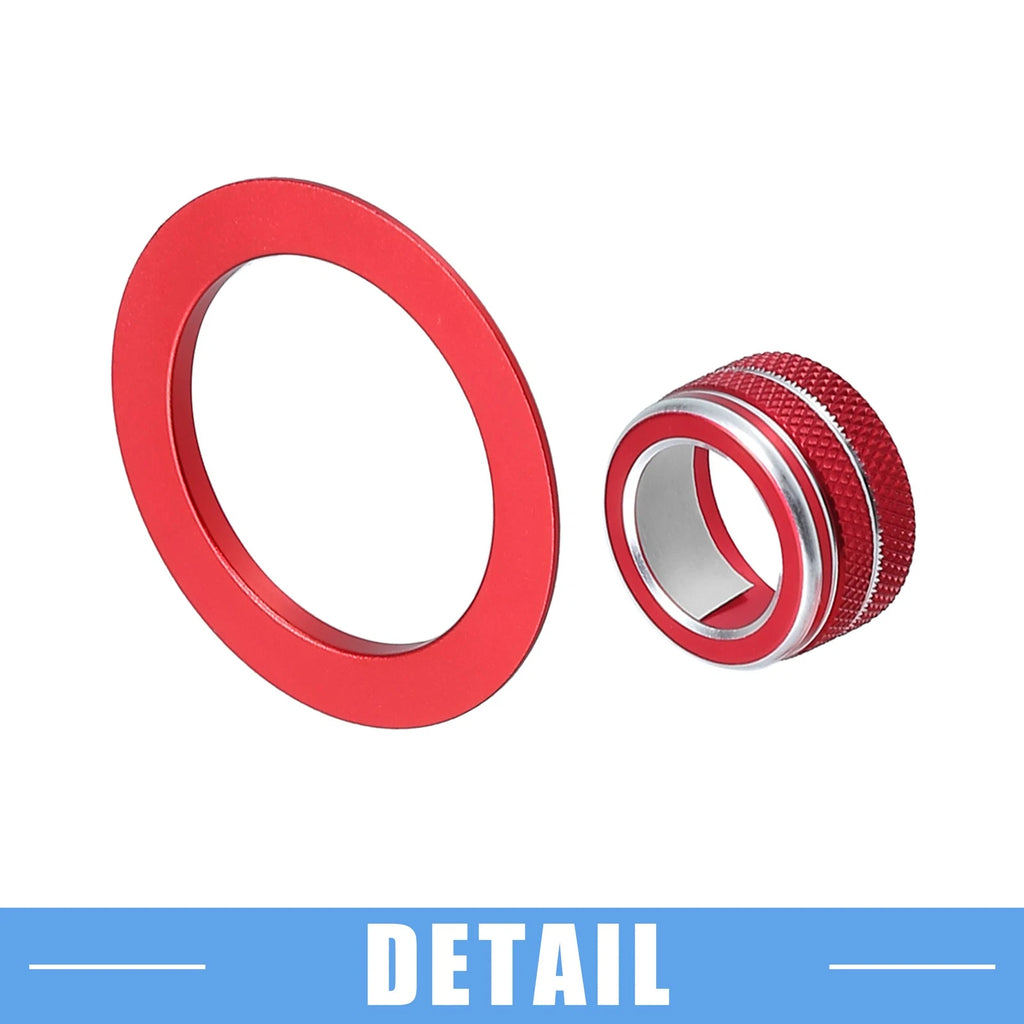 2X Media Volume Switch Knob Engine Start Button Cover for Honda Civic (2022) Red