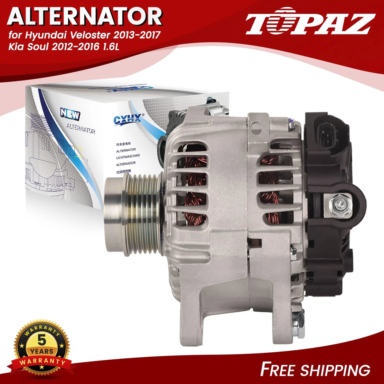 Alternator 110Amp for Hyundai Veloster (2013–2017) Kia Soul (2012–2016)