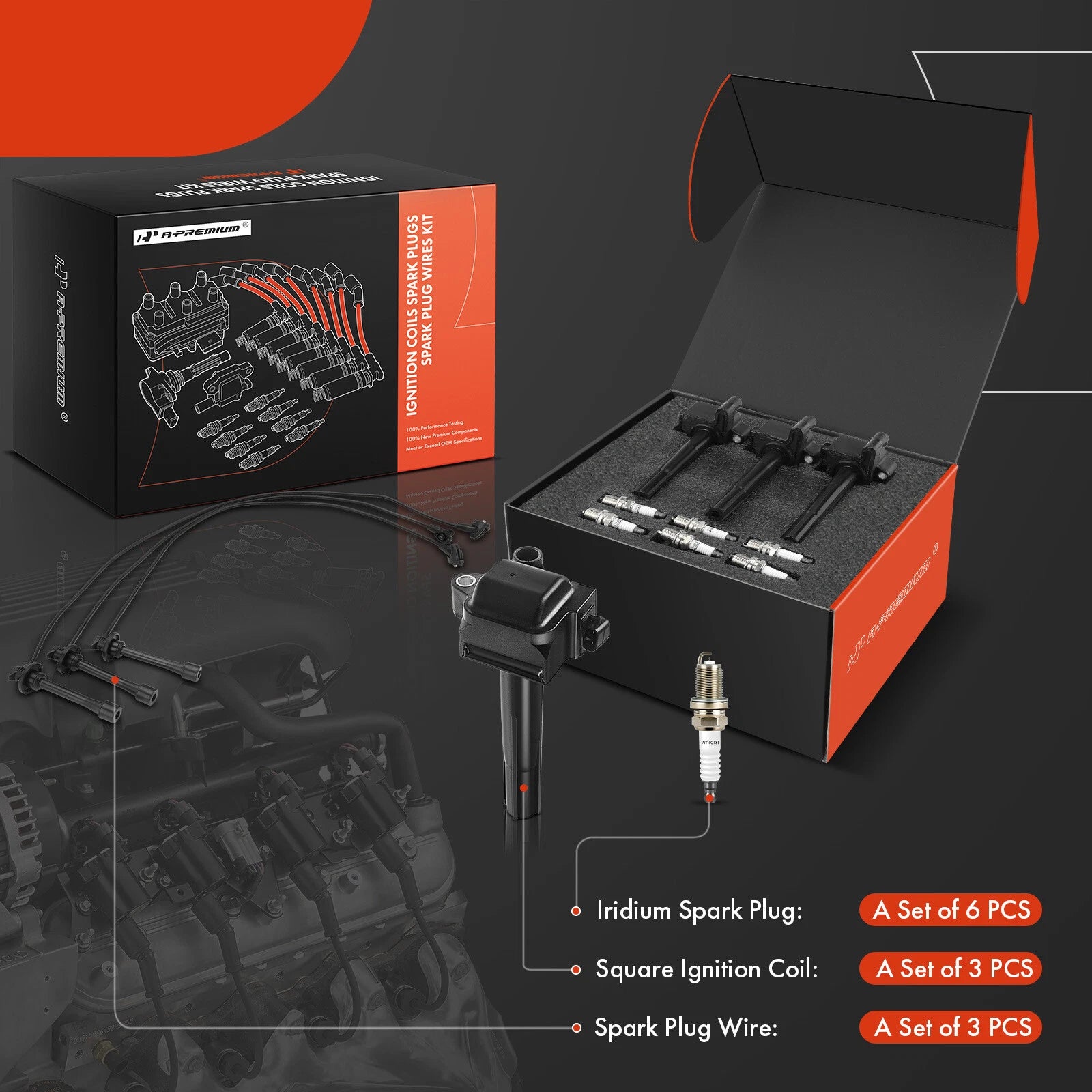 Ignition Coil, Spark Plug & Wire Set for Toyota Camry (2011-2014)