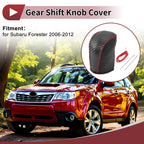 Gear Shift Knob Cover for Subaru Forester (2006–2012) Black Red Faux Leather