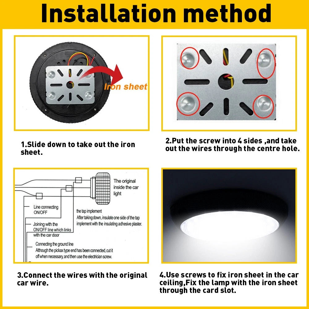 2X LED Interior Dome Roof Lights for Universal Cars and Trucks