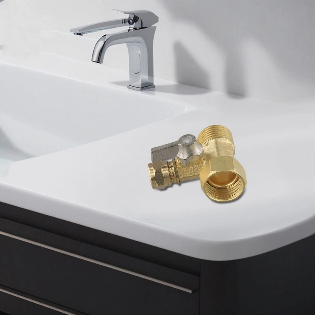 Water Filter Inlet Tee Valve Adapter with 3 Point Ball Valve for