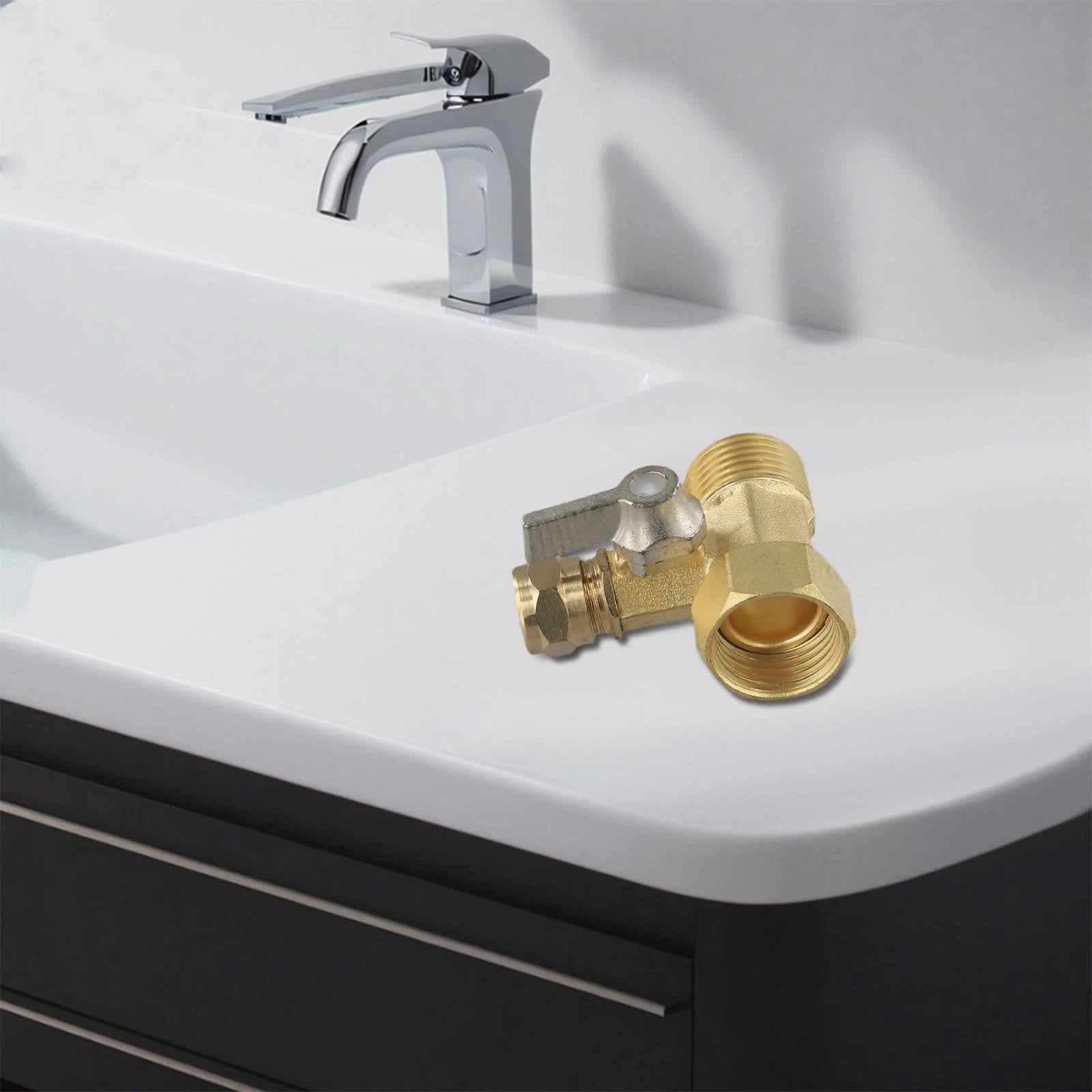 Water Filter Inlet Tee Valve Adapter with 3 Point Ball Valve for